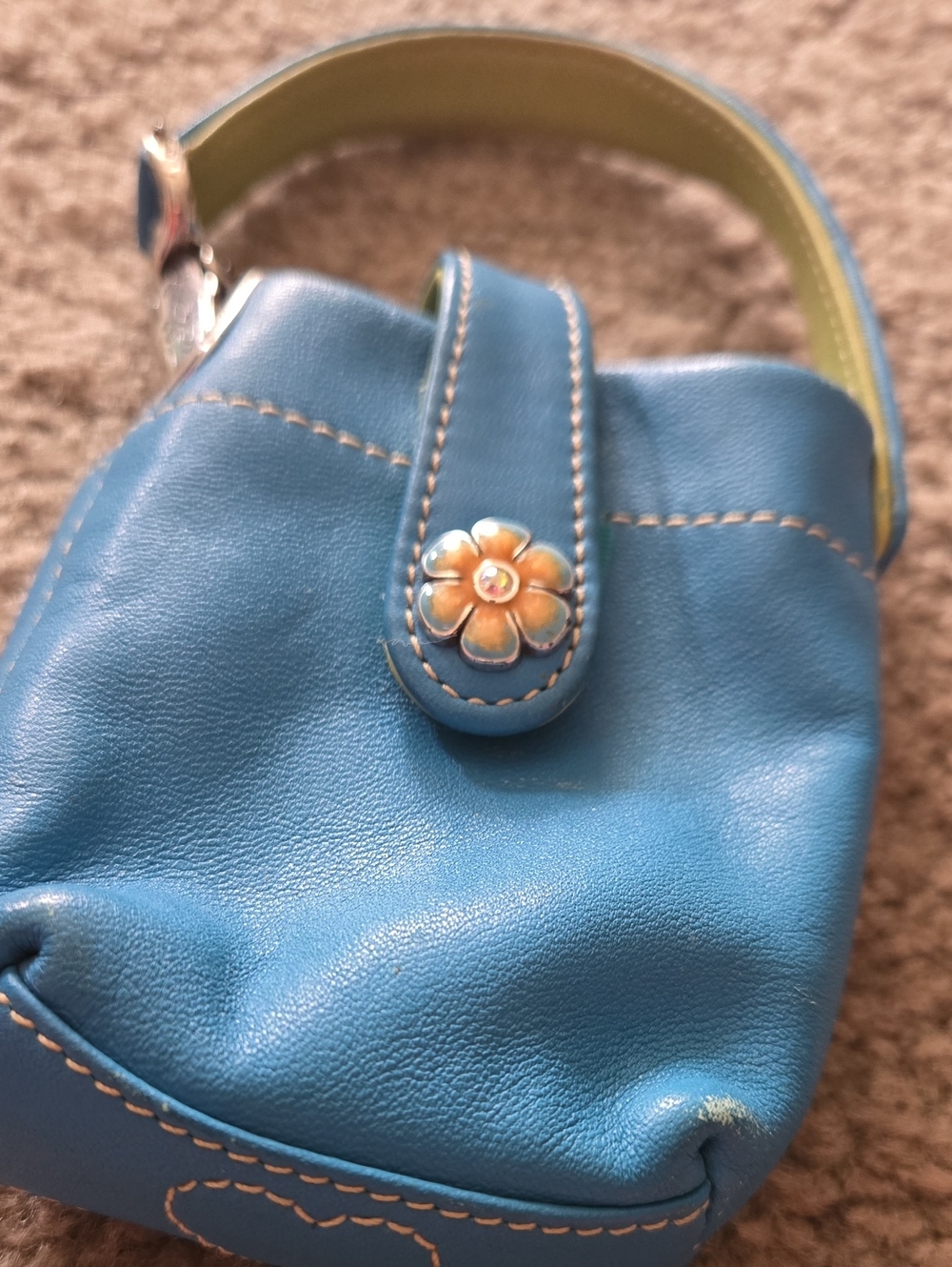 Brighton Turquoise Super Small Pocket Size with Top Strap Velcro Closure